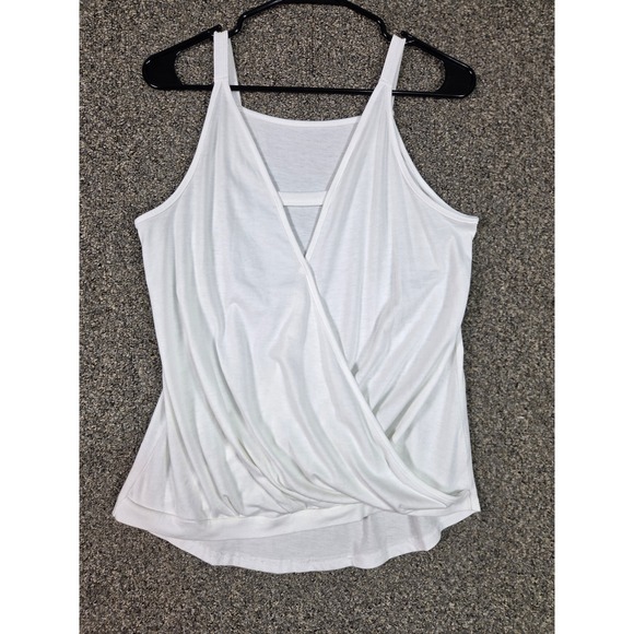 Tops - Unbranded Tank Top Women Medium White Surplice Wrap Front Sleeveless Draped